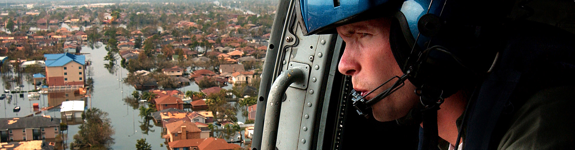 The US Air Force surveying the damage of Hurricane Katrina